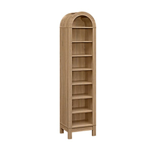 8-Tier Modern Arch Bookshelf with 3 Adjustable Shelves-Natural