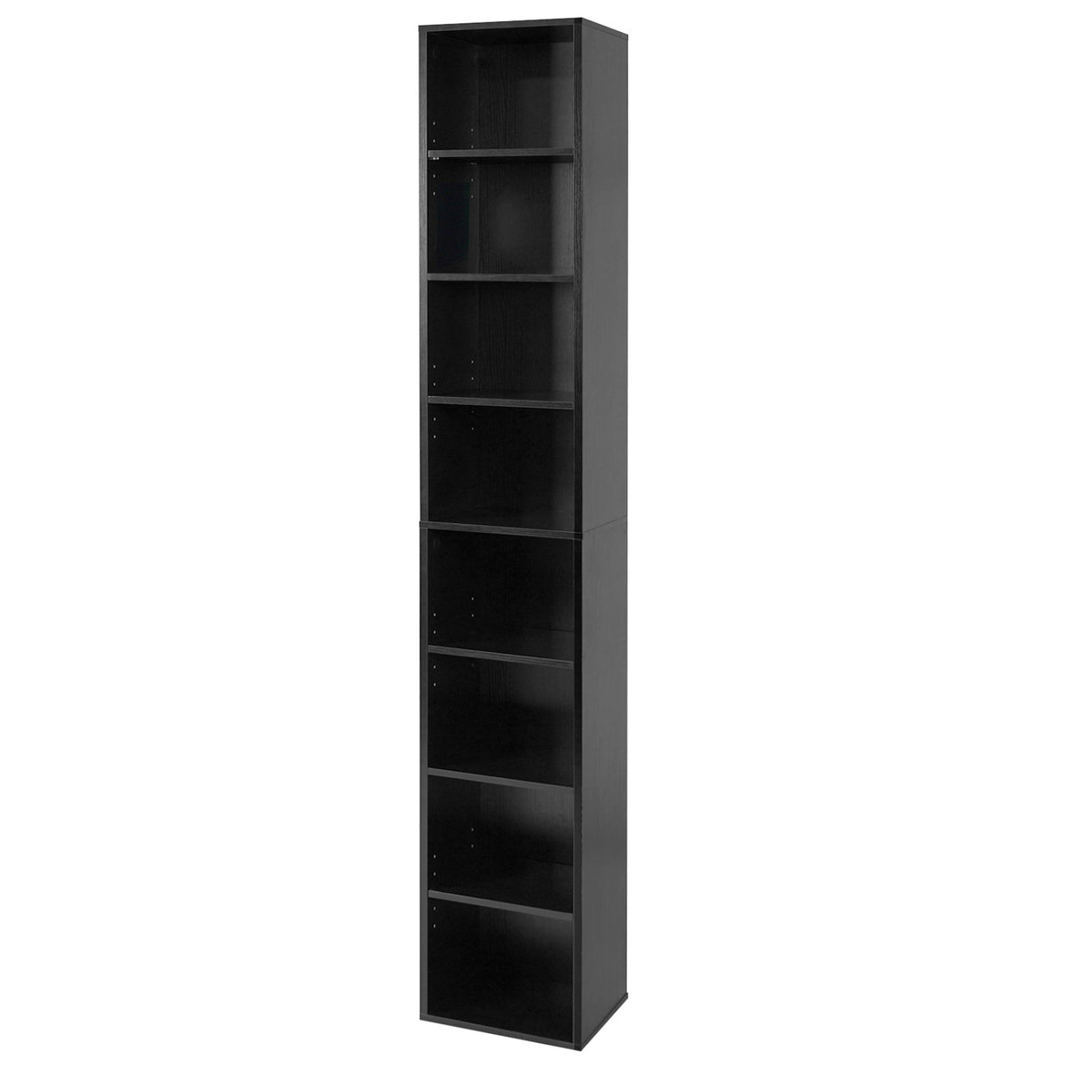 8-Tier Narrow Bookshelf with 4 Adjustable Shelves and Storage Cubes-Black