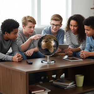 8" World Globe Modern Decorative Tabletop Earth Globe-Golden