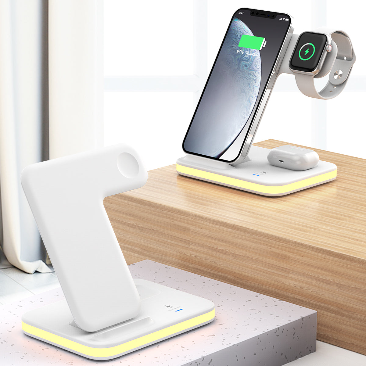 4-in-1 Wireless Charging Stand with Night Light by Infinite Basics