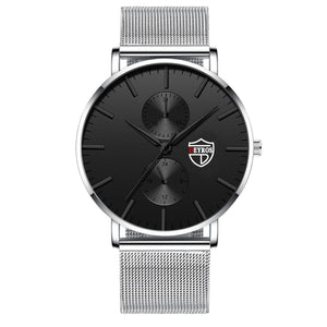 Black 3Bar Watch Men Women'S Watches Ladies Watch With Crystals  Fashion Stainless Steel Band Comfortable Wristwatch