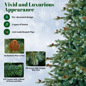 8 Feet Christmas Tree with 8 Lighting Modes and Pine Cones-8 ft