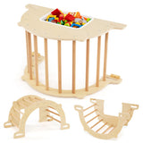 8 in 1 Climbing Arch Sensory Table for Kids with Collapsible Storage Bin for 3+ Years Old-Natural