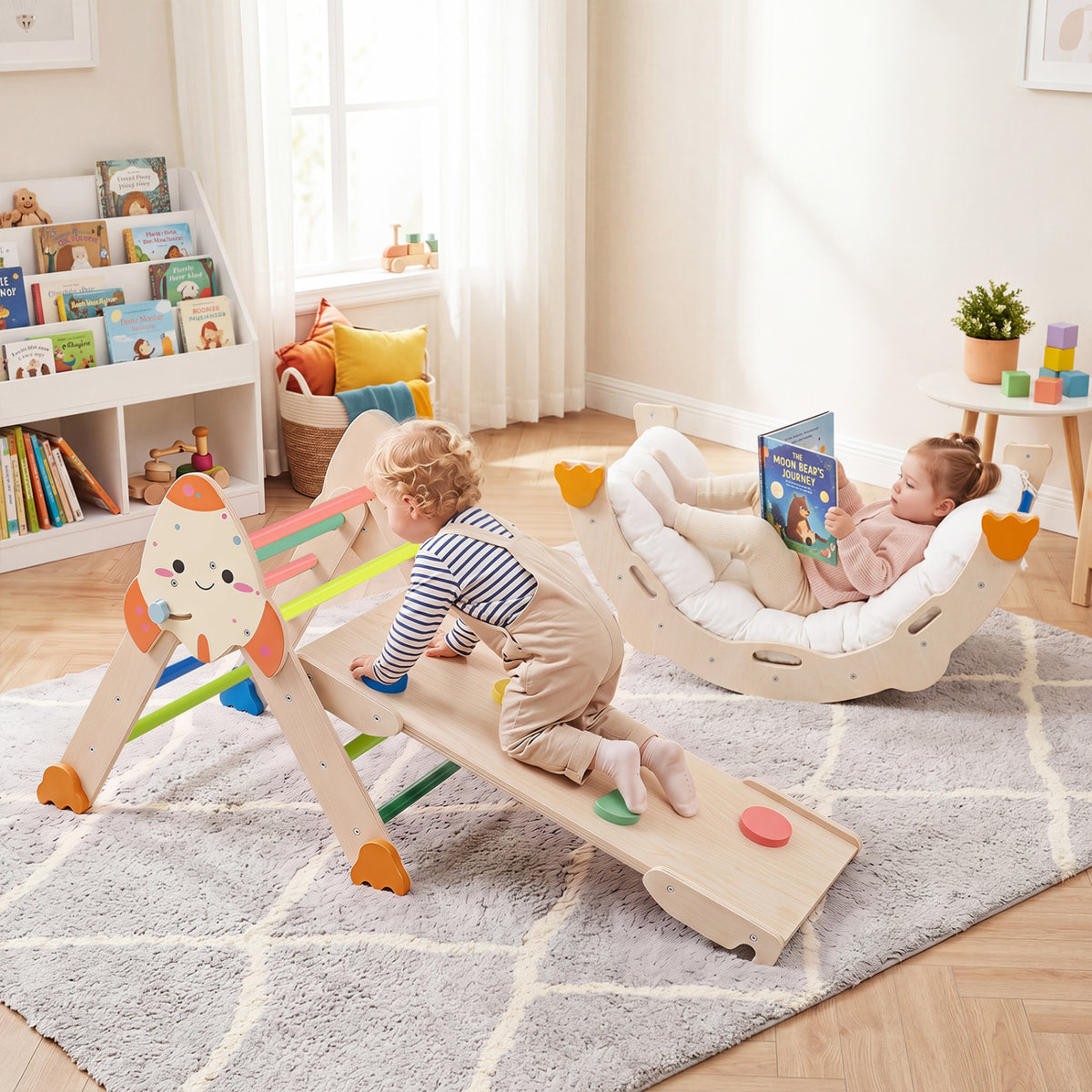 8-in-1 Foldable Climbing Toys for Toddlers Rocket-Themed-Multicolor