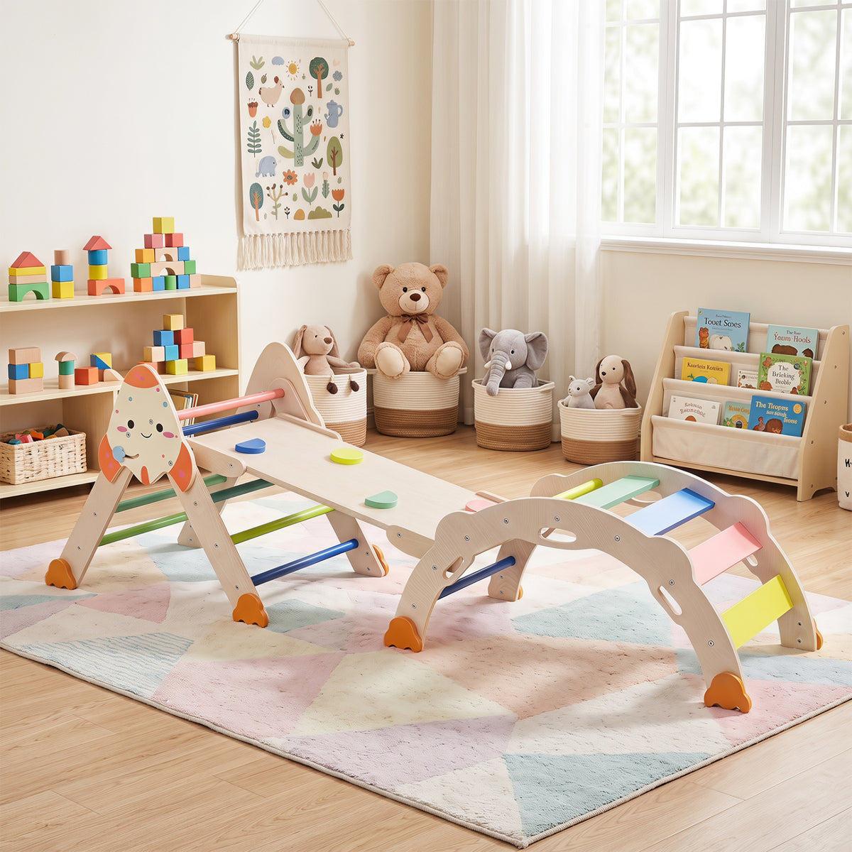 8-in-1 Foldable Climbing Toys for Toddlers Rocket-Themed-Multicolor