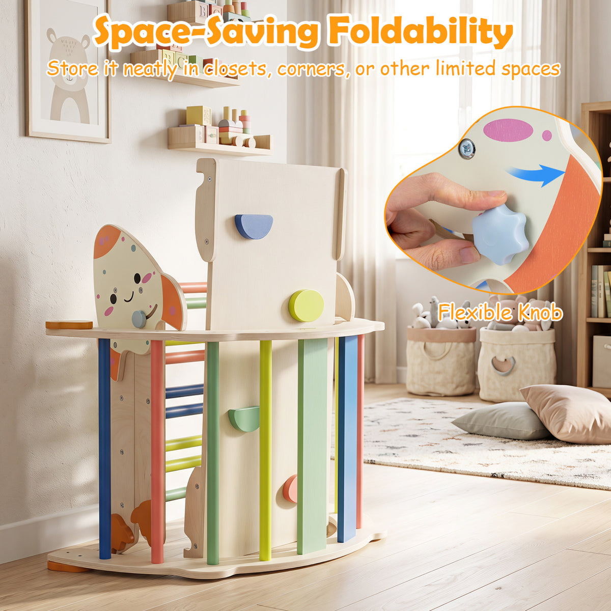 8-in-1 Foldable Climbing Toys for Toddlers Rocket-Themed-Multicolor