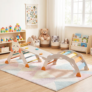 8-in-1 Foldable Climbing Toys for Toddlers Rocket-Themed-Macaron