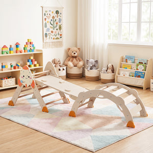 8-in-1 Foldable Climbing Toys for Toddlers Rocket-Themed-Natural
