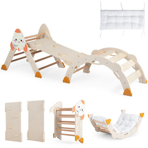 8-in-1 Foldable Climbing Toys for Toddlers Rocket-Themed-Natural