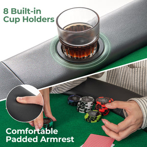 8 Players Texas Holdem Foldable Poker Table-Green