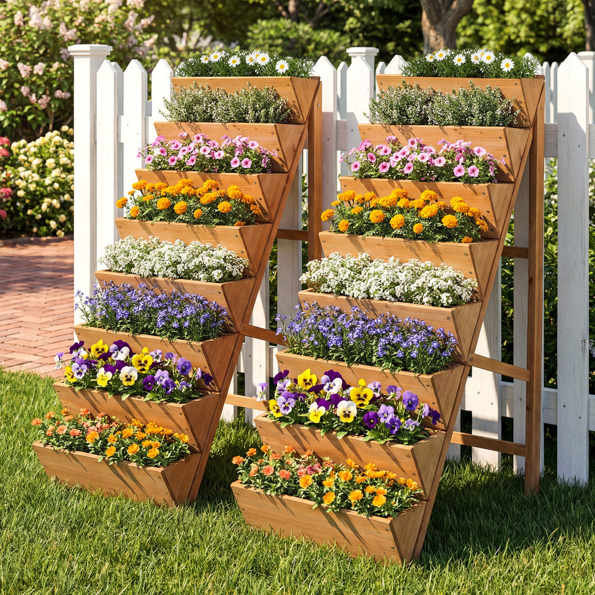 8-tier Vertical Raised Garden Bed Wood Elevated Planter Box with Legs-Orange