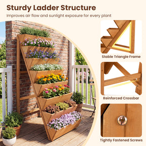 8-tier Vertical Raised Garden Bed Wood Elevated Planter Box with Legs-Orange