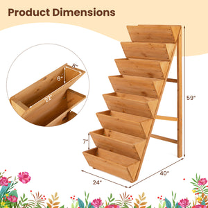 8-tier Vertical Raised Garden Bed Wood Elevated Planter Box with Legs-Orange