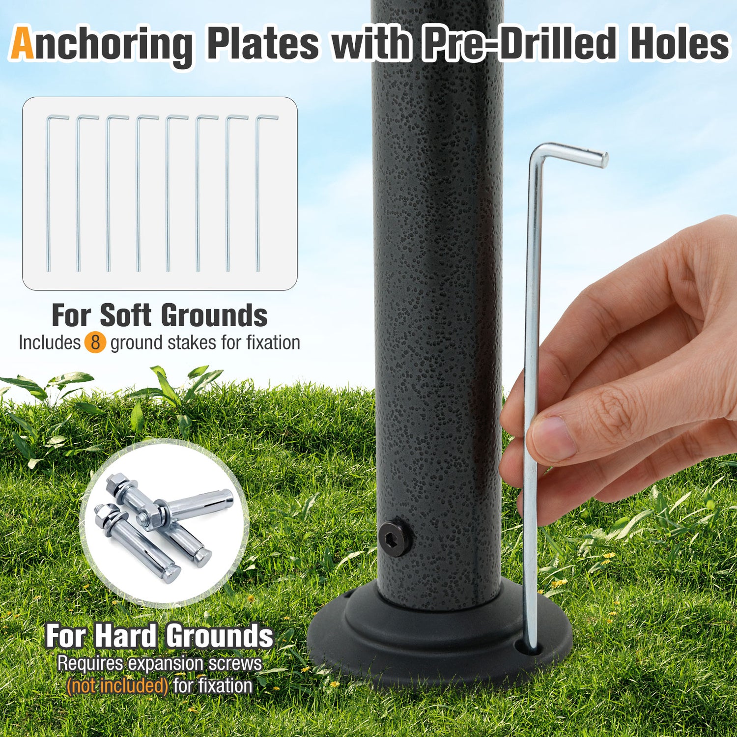 8 x 5 Feet Grill Gazebo with 2 Shelves 6 Hooks and Metal Frame-Gray