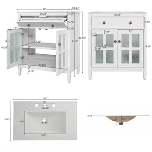 Bathroom Vanity With Ceramic Sink, Adjustable Shelf & Tip Out Tray