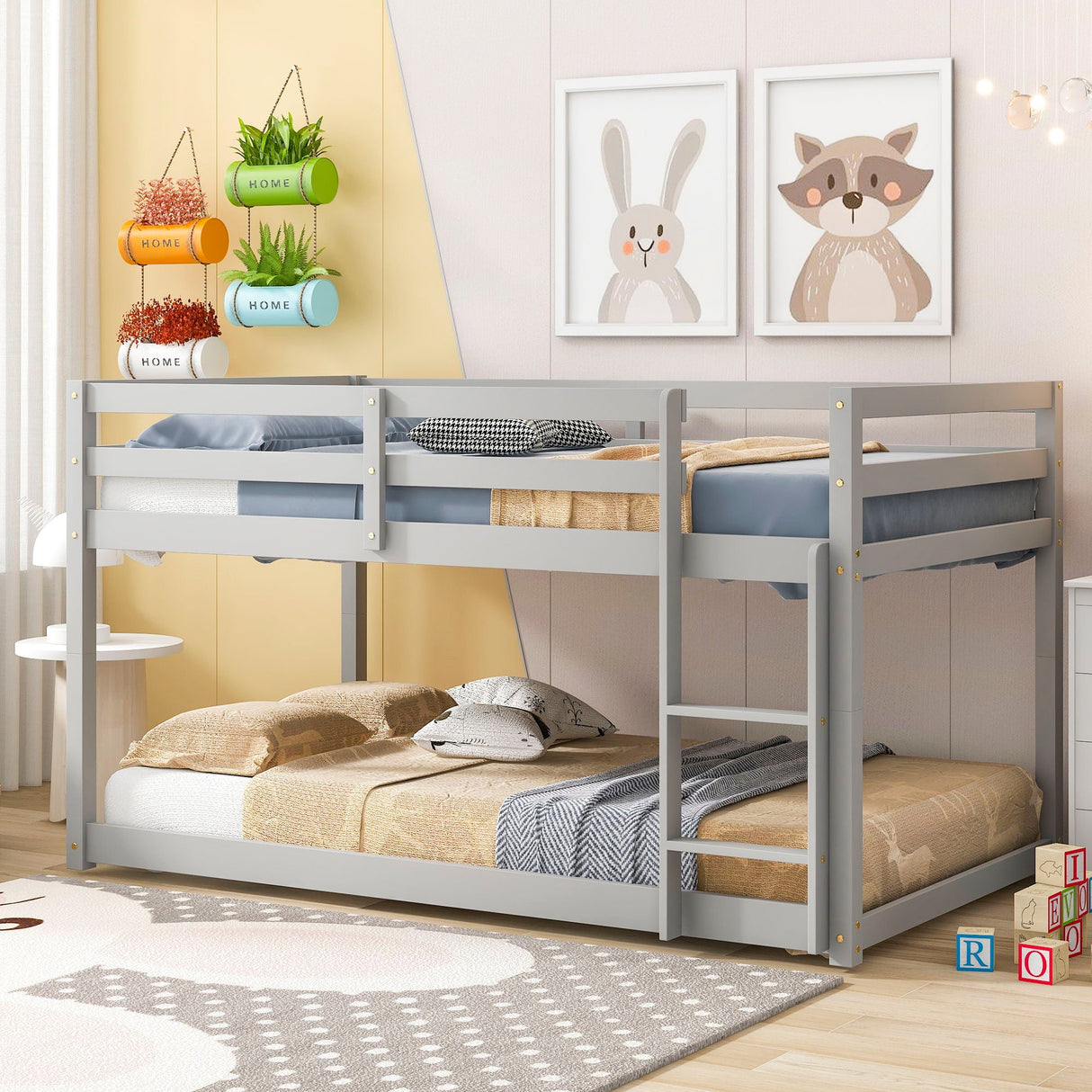 Twin Over Twin Floor Bunk Bed by Couch.com