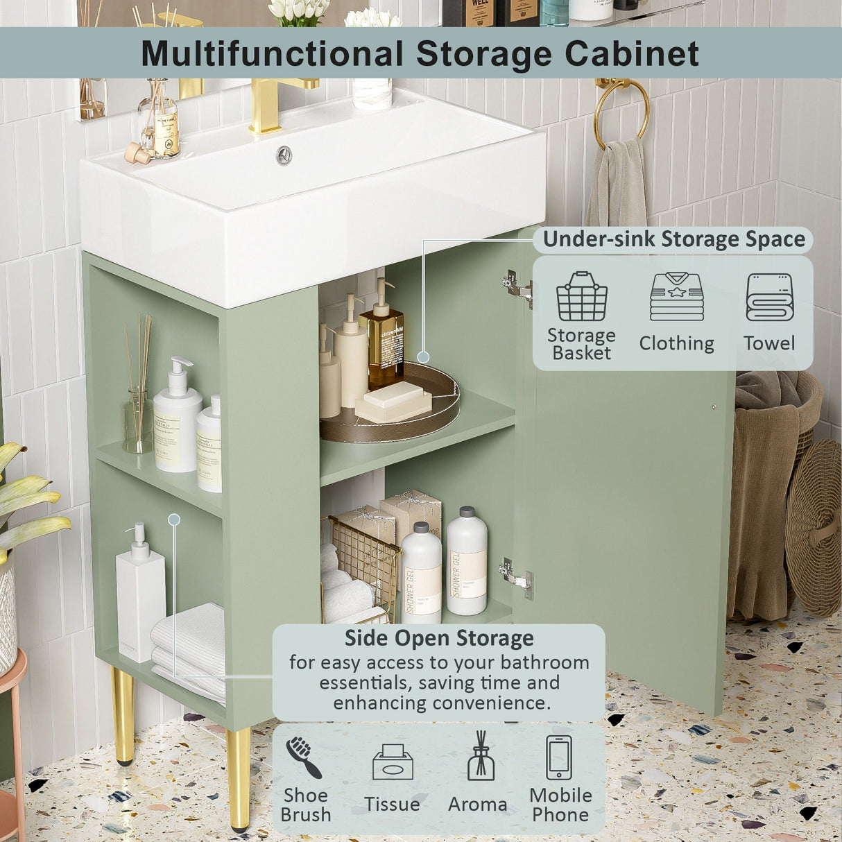Bathroom Vanity, Combo Cabinet, Bathroom Storage Cabinet, Single Ceramic Sink by Couch.com