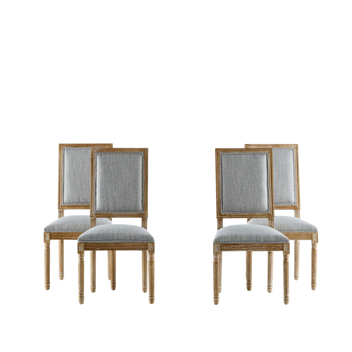 French Country Style Dining Chair with Upholstered Seating and Fluted Legs