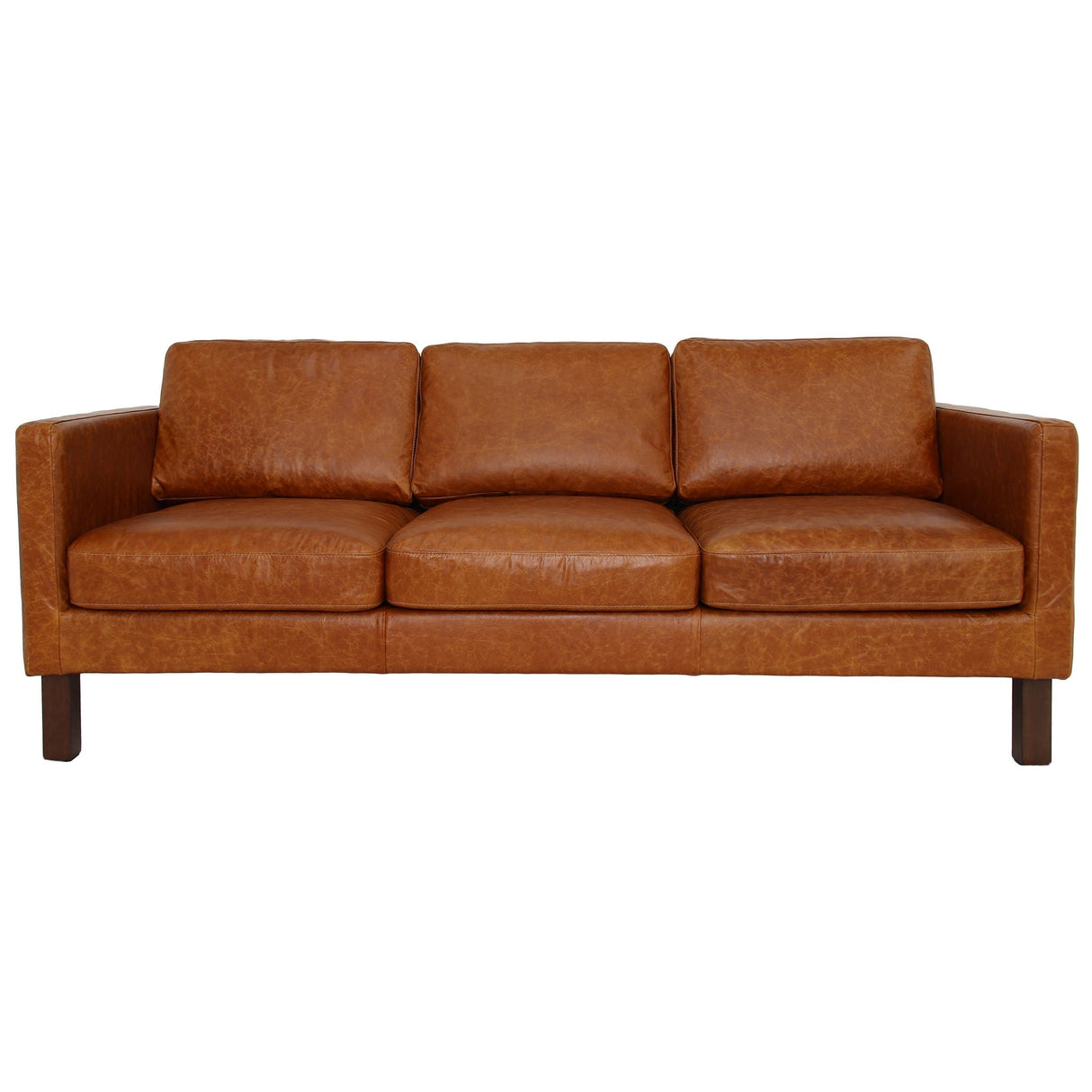 Couch.com Memphis Waxy Sofa Cognac, Durable Design, Leather Construction, Light Brown Finish by Couch.com