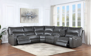 Saul - Power Recliner Sectional Sofa With USB Port Cupholder Console by Couch.com