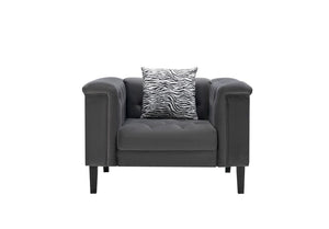Mary - Velvet Tufted Chair With 1 Accent Pillow - Dark Gray by Couch.com