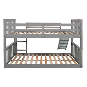 Full Over Full Bunk Bed With Ladder With Slide - Gray by Couch.com