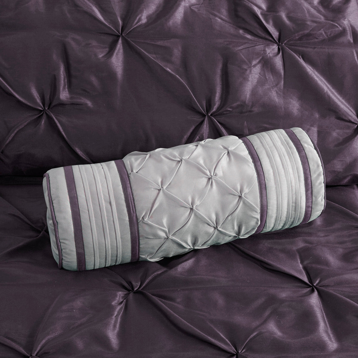 7 Piece Tufted Comforter Set Plum King