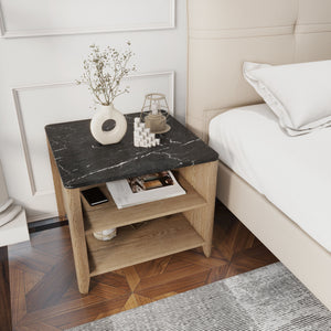 Wood Grain Coffee Table, Nightstand - Black / Tobacco by Couch.com