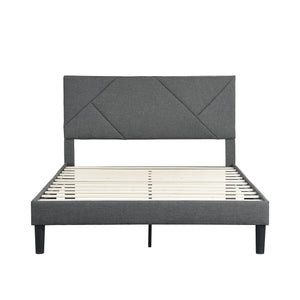 Full Size Upholstered Platform Bed Frame With Headboard, Strong Wood Slat Support, Mattress Foundation, No Box Spring Needed - Gray by Couch.com