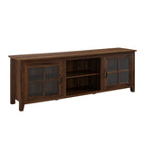 Modern Farmhouse 2 Door Glass Windowpane 70" TV Stand For 80" TVs by Couch.com