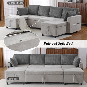 Sectional Sofa Pull Out Sofa Bed Versatile Sofa Sleeper With Large Storage Space, Two USB Ports And Two Cup Holders For Living Room by Couch.com