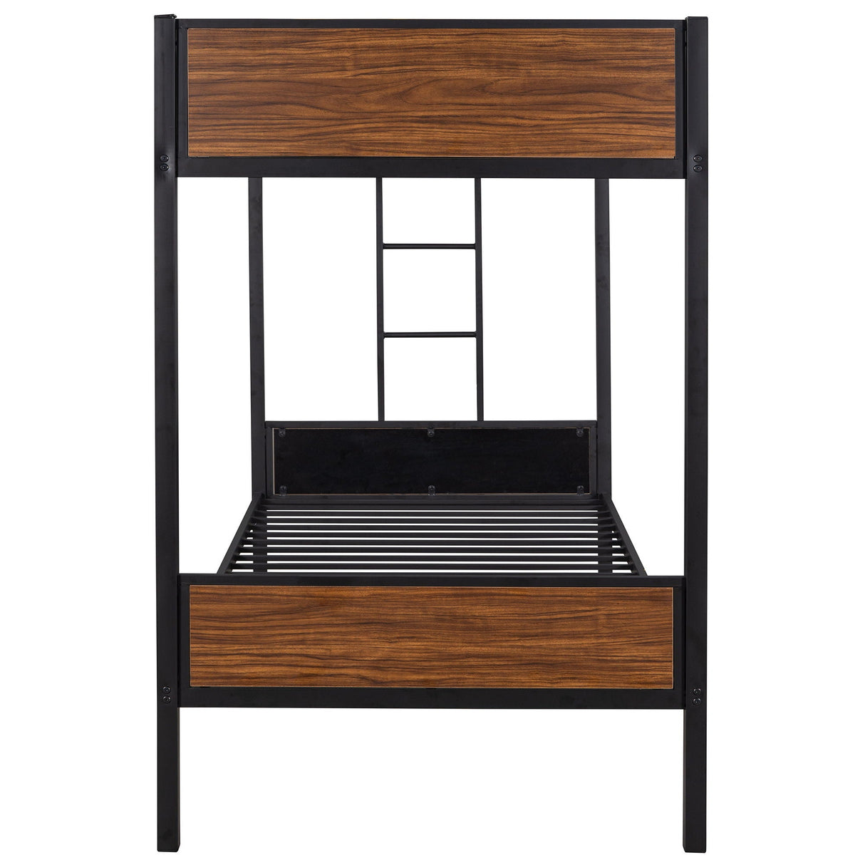 Twin Over Twin Bunk Bunk Bed With Safety Rail, Built In Ladder For Bedroom - Brown by Couch.com