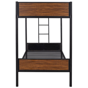 Twin Over Twin Bunk Bunk Bed With Safety Rail, Built In Ladder For Bedroom - Brown by Couch.com