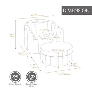 Oversized Velvet Swivel Barrel Accent Chair And Ottoman Set With Storage by Couch.com