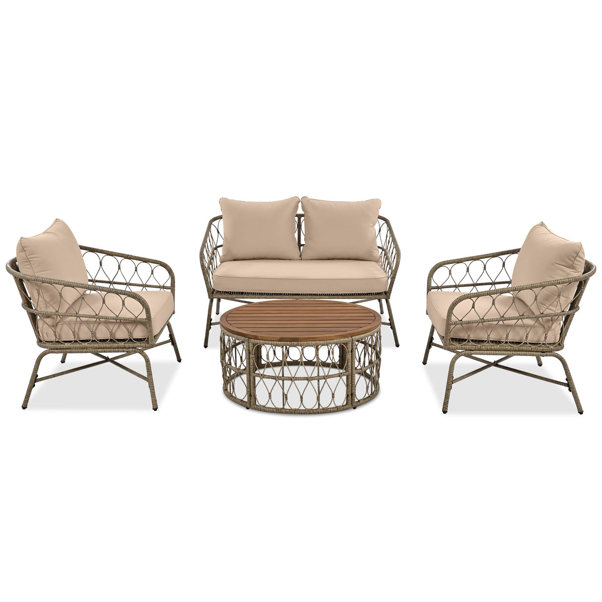 Bohemia-Inspired 4-Person Outdoor Seating Group With Removable Cushions