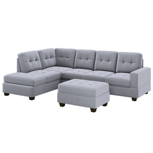 Sectional Sofa With Reversible Chaise Lounge, L-Shaped Couch With Storage Ottoman And Cup Holders by Couch.com