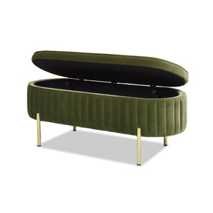 Chloe - Modern Glam Storage Bench - Olive Green by Couch.com