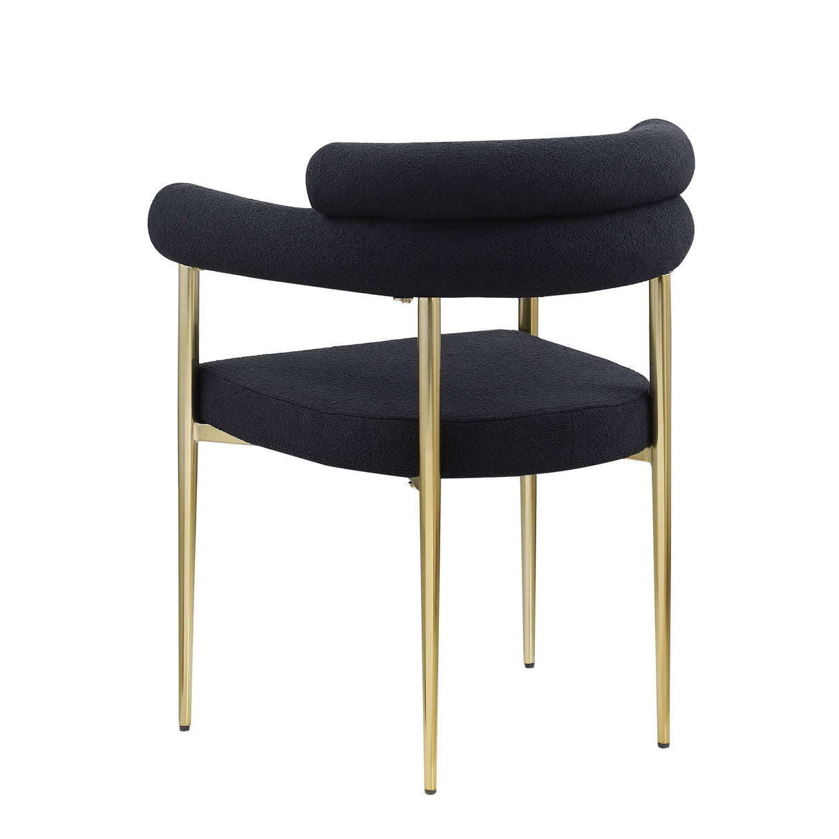 Dining Chairs (Set of 2), Mid-Century Modern Dining Chairs, Kitchen Dining Room Chairs, Round Boucle Backrest Sherpa Dining Chair With Brushed Bronze Metal Legs by Couch.com
