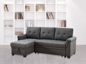 Destiny - Linen Reversible Sleeper Sectional Sofa With Storage Chaise by Couch.com