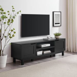 Modern 2 Door Open Storage TV Stand For TVs Up To 65" - Solid Black by Couch.com