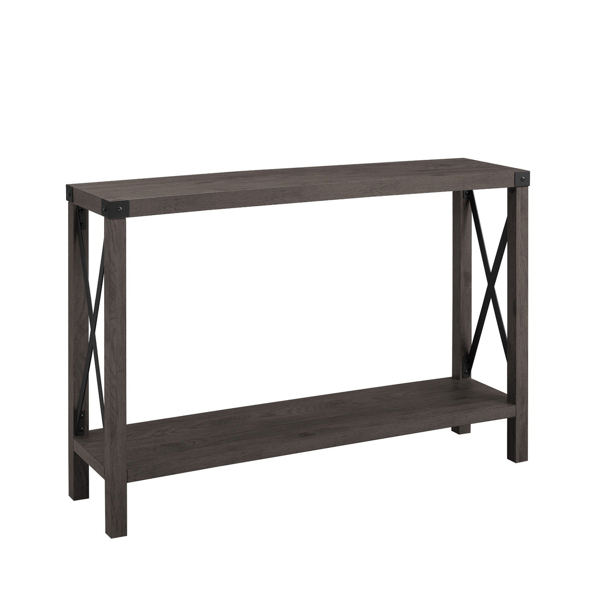 Farmhouse Metal X Table With Lower Shelf by Couch.com