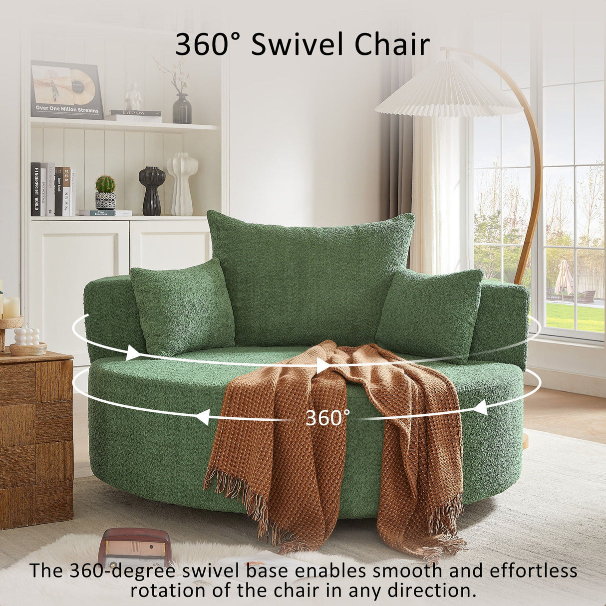 360° Swivel Accent Barrel Chair With 3 Removable Pillows For Living Room by Couch.com