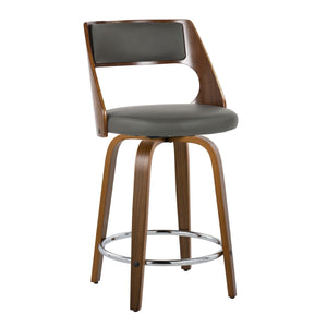 Cecina - Mid-Century Modern Fixed Height Counter Stool With Swivel And Round Footrest (Set of 2) by Couch.com
