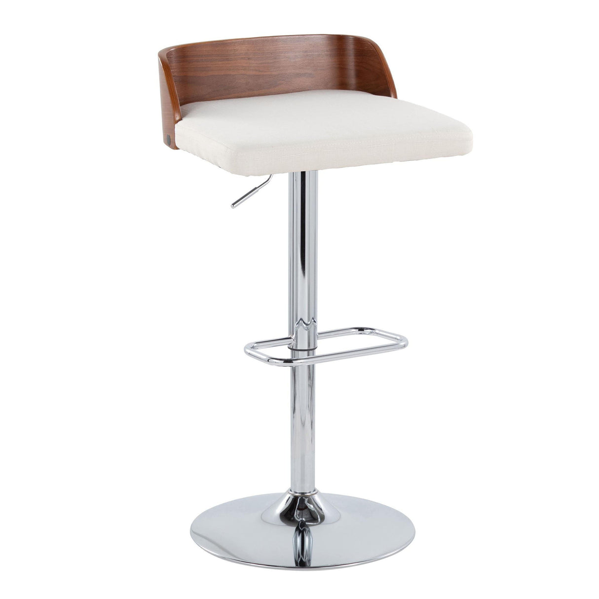 Maya - Mid Century Modern Adjustable Barstool With Swivel With Rounded Rectangle Footrest (Set of 2) by Couch.com