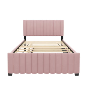 Elegant Upholstered Platform Bed With Twin Size Trundle by Couch.com