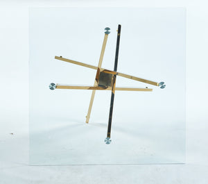 Dining Table With Cross Metal Leg And Tempered Glass, Modern Space Saving Kitchen Table For Living Room Legs, Square Table by Couch.com