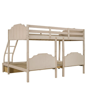 Bunk Bed, Triple Bed With Drawers And Guardrails by Couch.com