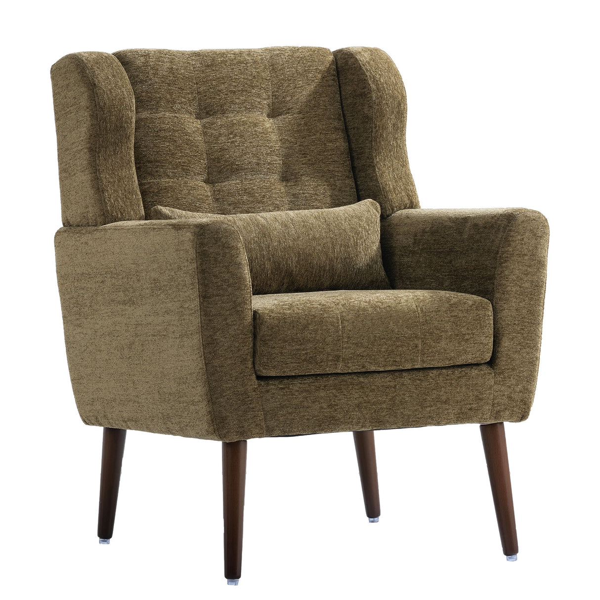 Modern Accent Chair, Chenille Arm Chairs For Living Room, Upholstered Mordern Armchair, Comfy Soft Padded Lounge Chair In Small Space, Bedroom, With Pillow, Solid Wood Leg by Couch.com