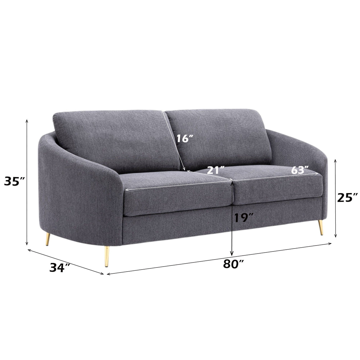 Yuina Linen Sofa in Gray