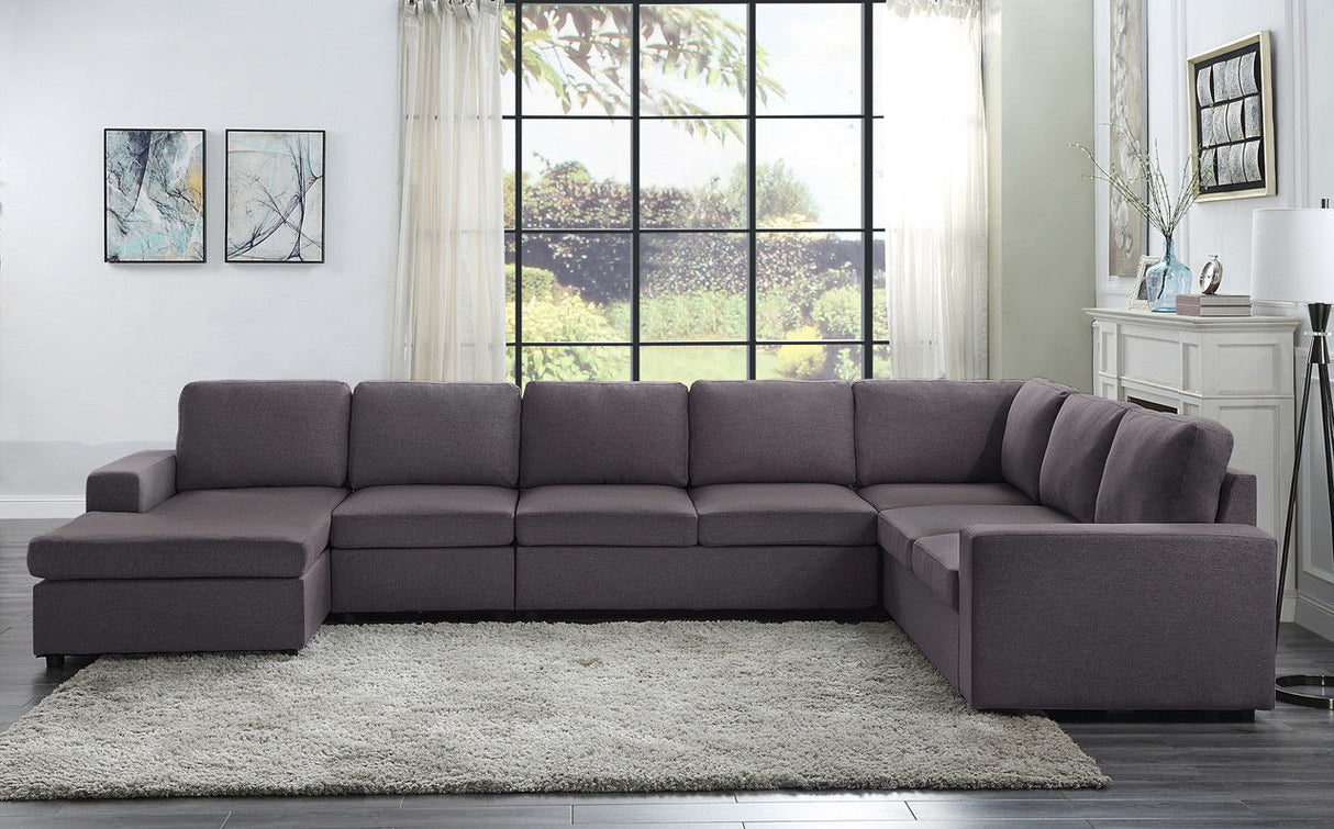Tifton - Linen 7 Seat Reversible Modular Sectional Sofa Chaise by Couch.com